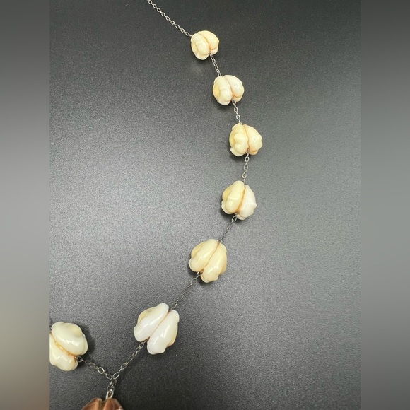 Vtg Handmade Cowrie Shell Necklace Marked Sterling - Picture 5 of 11